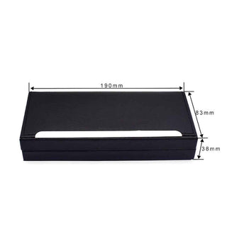 Luxury Black Faux Leather Pen Box - Metal Accent