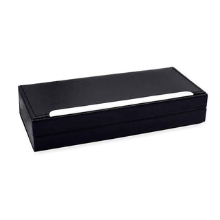 Luxury Black Faux Leather Pen Box - Metal Accent
