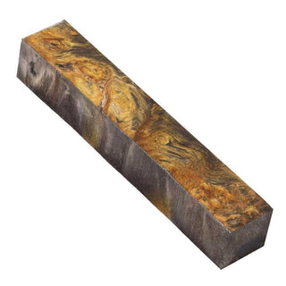 Maple Burl Pen Blank Double Dyed & Stabilized - 7/8" Black & Gold
