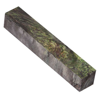 Maple Burl Pen Blank Double Dyed and Stabilized - 7/8" Lime & Black