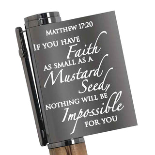 Matthew 17:20 Mustard Seed Ballpoint Pen Kit. In Gun Metal Cap Script