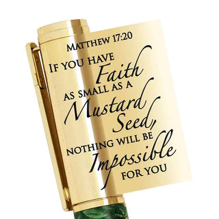 Matthew 17:20 Mustard Seed Ballpoint Pen Kit. Golden. Cap Script