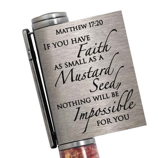 Matthew 17:20 Mustard Seed Ballpoint Pen Kit. In Antique Pewter cap Script