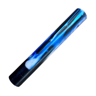Midnight Apparitions Alumilite pen blank handmade by John U with electric blue icy blue and black swirls