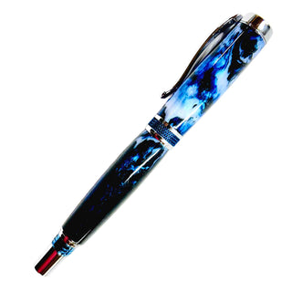 Midnight Apparitions Alumilite pen blank handmade by John U turned on a Diamond Knurl rollerball pen