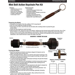 Mini Bolt Action Key Ring Pen Kits