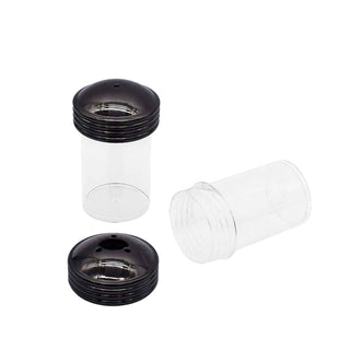 Mini salt and pepper shaker turning kit with plastic inserts and plated shaker caps for custom woodworking projects. Gun Metal Parts