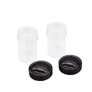 Mini salt and pepper shaker turning kit with plastic inserts and plated shaker caps for custom woodworking projects. Gun Metal Parts 2