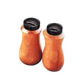 Mini salt and pepper shaker turning kit with plastic inserts and plated shaker caps for custom woodworking projects. Gun Metal