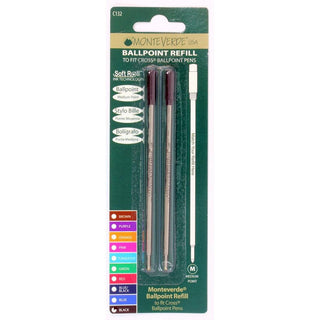 Monteverde Ballpoint Refills To Fit Cross - Black - 2 Pk