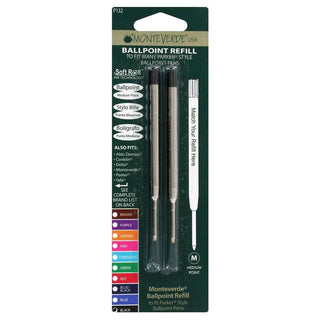 Monteverde Ballpoint Refills To Fit Parker - Black - 2 Pk