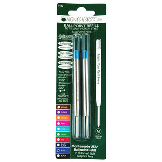 Monteverde Ballpoint Refills To Fit Parker - Blue - 2 Pk