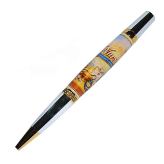 Nurse-themed resin pen blank by John U featuring heartbeat line, stethoscope, medical symbols, and nursing graphics for Sierra-style pen kits. On a Diamond Knurl Pen Kit