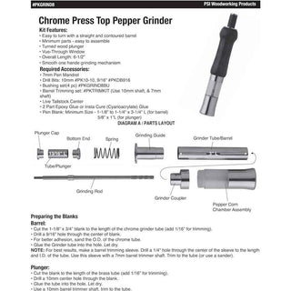 One Handed Press Top Salt-Peppermill Kit (PSI)