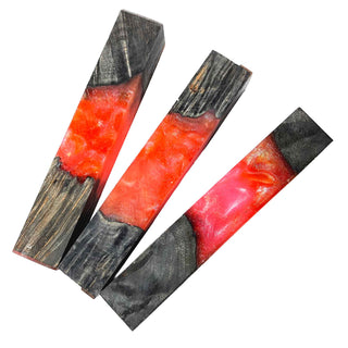 Hybrid Pen Blanks - Glittering Orange & Dyed Maple