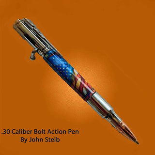 Patriotic Pen Blanks - Style 1. On a Bolt Action Pen Kit