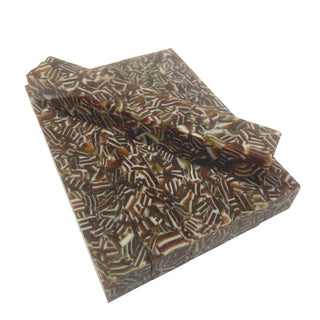 Cappuccino acrylic pen blank with layered cream and brown chip pattern in premium acrylic acetate. Group view