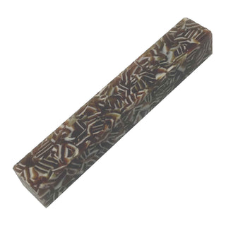 Cappuccino acrylic pen blank with layered cream and brown chip pattern in premium acrylic acetate