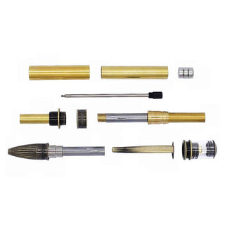 Police car ballpoint pen kit with flashing LED lights. Antique Brass parts