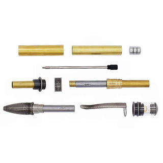 Police car ballpoint pen kit with flashing LED lights. Antique Gun Metal Parts