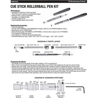 Pool Cue Rollerball Pen Kits