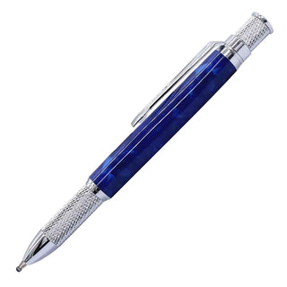 Precision Knurl Twist Pen Kit in chrome with blue acrylic turned barrel and diamond-pattern knurled grip