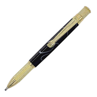 Precision Knurl Twist Pen Kit in gold with black acrylic barrel, knurled metal grip, and matching twist cap. Front Facing