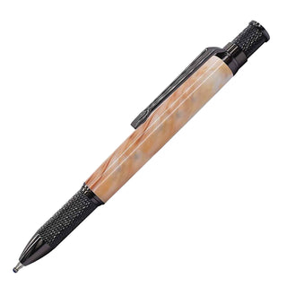 Precision Knurl Twist Pen Kit in gun metal with tan acrylic barrel, knurled metal grip, and matching twist cap