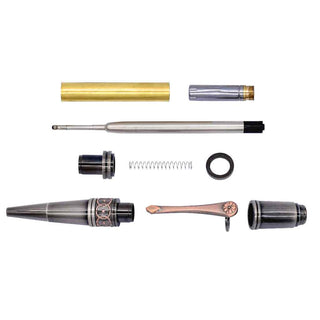 ProX Art Deco Ballpoint Pen Kits. Gun Metal & Gun Metal Copper Clip - Parts