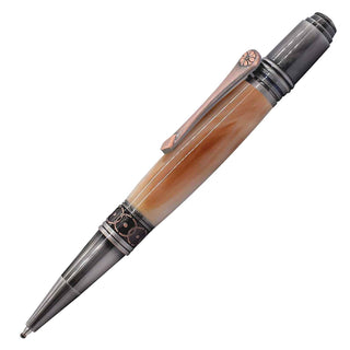 ProX Art Deco Ballpoint Pen Kits. Gun Metal & Gun Metal - Copper clip. Side view
