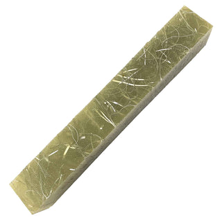 Raffir Glitter Glow pen blank with translucent glow-in the dark epoxy resin and shimmering aluminum ribbon inclusions