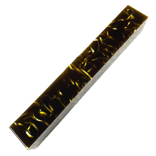 Raffir Glitter Yellow pen blank crafted from translucent golden-yellow epoxy resin with brilliant aluminum ribbon inclusions.