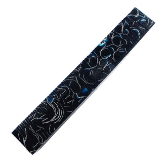 Raffir Sparkle Blue pen blank crafted from translucent blue epoxy resin with suspended aluminum ribbons for exceptional depth.