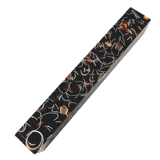 Raffir Sparkle Brown pen blank featuring translucent brown epoxy resin with suspended aluminum ribbons and metallic shimmer.