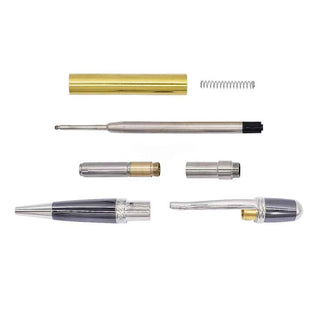 Regency Ballpoint Pen Kits. Component parts. Black Ti & Platium finish