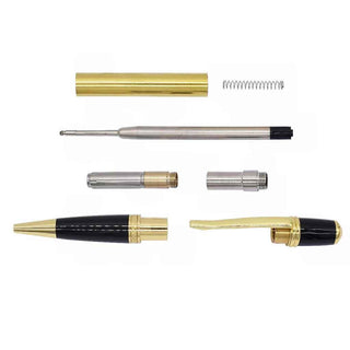 Regency Ballpoint Pen Kits. Gold abd black chrome component parts