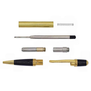 Regency Ballpoint Pen Kits. Ti Gold and Black Chrome Finish. Componet parts.