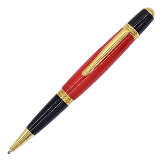 Regency Ballpoint Pen Kit. Ti Gold and blanks chrome finish. Lifestyle. Front view.