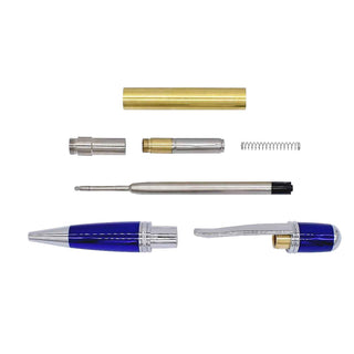 Regency XL Ballpoint Pen Kits. Blue & Chrome Parts