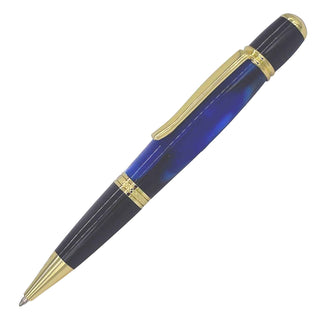Regency XL Ballpoint Pen Kit with large elegant profile and Sierra-style single tube construction for pen turning. Gold & Black Chrome