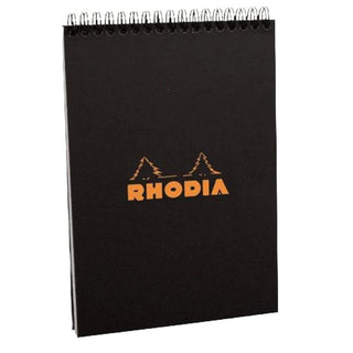 Rhodia N16 Notebook - Top Wirebound 5.875 x 8.25 Lined Paper (Black)