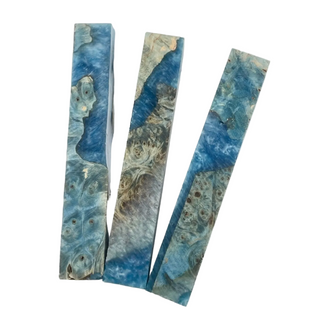 Three blue and gray marbled rectangular objects on a white background