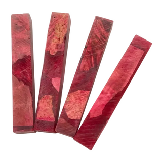 Hybrid Pen Blanks - Red with Red Dyed Maple