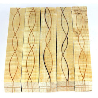 Segmented Serpentine Pen Blanks - Curly Maple With Mahogany Veneers