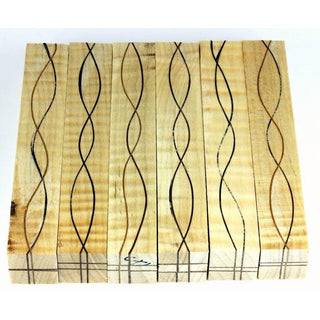Segmented Serpentine Pen Blanks - Curly Maple With Walnut Veneers