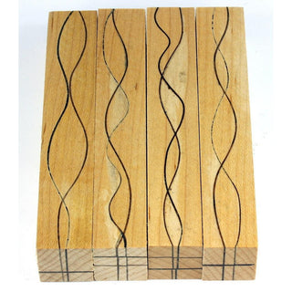 Segmented Serpentine Pen Blanks - Maple With Walnut Veneers