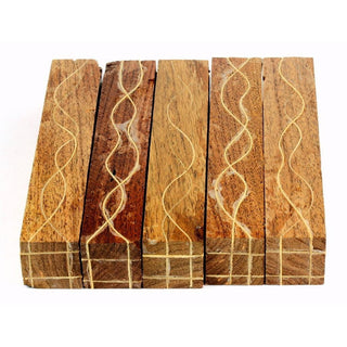 Segmented Serpentine Pen Blanks - Mesquite With Maple Veneers