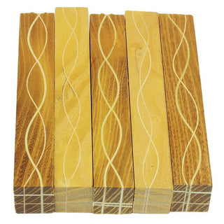 Segmented Serpentine Pen Blanks - Osage Orange With Maple Veneers
