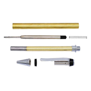 Sleek Cigar Ballpoint Pen Kits. Chrome kit parts.