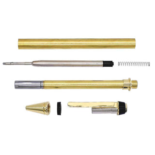 Sleek Cigar Ballpoint Pen Kits, Gold kit parts.